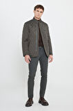 Standart Fit Normal Kesim Dik Yaka Desenli Overcoat