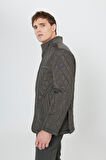 Standart Fit Normal Kesim Dik Yaka Desenli Overcoat