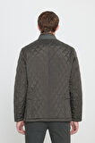 Standart Fit Normal Kesim Dik Yaka Desenli Overcoat