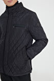 Standart Fit Normal Kesim Dik Yaka Desenli Overcoat