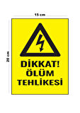 Lucena Metal Dikkat Ölüm Tehlikesi 15 cm x 20 cm Uyarı Levhası Yönlendirme Tabelası