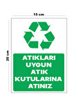 Lucena Metal Atıkları Uygun Atık Kutularına Atınız 15 cm x 20 cm Uyarı Levhası Yönlendirme Tabelası