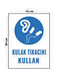 Lucena Metal Kulak Tıkacını Kullan 15 cm x 20 cm Uyarı Levhası Yönlendirme Tabelası