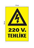 Lucena Metal 220V Tehlike 15 Cm x 20 Cm Uyarı Levhası Yönlendirme Tabelası