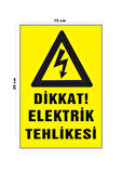 Lucena Metal Dikkat Elektrik Tehlikesi 15 Cm x 20 Cm Uyarı Levhası Yönlendirme Tabelası