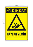Lucena Metal Dikkat Kaygan Zemin 15 Cm x 20 Cm Uyarı Levhası Yönlendirme Tabelası