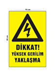 Lucena Metal Dikkat Yüksek Gerilim Yaklaşma 15 Cm x 20 Cm Uyarı Levhası Yönlendirme Tabelası