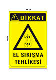 Lucena Metal El Sıkışma Tehlikesi 15 Cm x 20 Cm Uyarı Levhası Yönlendirme Tabelası