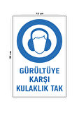 Lucena Metal Gürültüye Karşı Kulaklık Tak 15 Cm x 20 Cm Uyarı Levhası Yönlendirme Tabelası