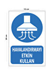 Lucena Metal Havalandırmayı Etkin Kullan 15 Cm x 20 Cm Uyarı Levhası Yönlendirme Tabelası