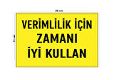 Lucena Metal Verimlilik İçin Zamanı İyi Kullan 15 Cm x 20 Cm Uyarı Levhası Yönlendirme Tabelası
