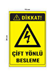Lucena Metal Çift Yönlü Besleme 15 Cm x 20 Cm Uyarı Levhası Yönlendirme Tabelası