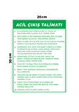 Metal Acil Çıkış Talimatı 20cm x 30cm A4 Büyüklüğünde Uyarı Levhası Yönlendirme Tabelası