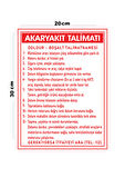 Metal Akaryakıt Talimatı 20cm x 30cm A4 Büyüklüğünde Uyarı Levhası Yönlendirme Tabelası