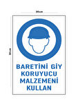 Metal Baretini Giy Koruyucu Malzemeni Kullan 20cm x 30cm A4 Büyüklüğünde Uyarı Levhası Yönlendirme