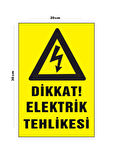 Metal Dikkat Elektrik Tehlikesi 20cm x 30cm A4 Büyüklüğünde Uyarı Levhası Yönlendirme Tabelası