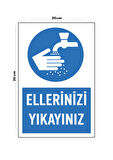 Metal Ellerinizi Yıkayınız 20cm x 30cm A4 Büyüklüğünde Uyarı Levhası Yönlendirme Tabelası