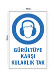 Metal Gürültüye Karşı Kulaklık Tak 20cm x 30cm A4 Büyüklüğünde Uyarı Levhası Yönlendirme Tabelası