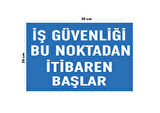 Metal İş Güvenliği Bu Noktadan İtibaren Başlar 20cm x 30cm A4 Büyüklüğünde Uyarı Levhası Yönlendirme