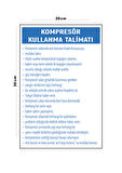 Metal Kompresör Kullanma Talimatı 20cm x 30cm A4 Büyüklüğünde Uyarı Levhası Yönlendirme Tabelası