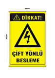 Metal Çift Yönlü Besleme 20cm x 30cm A4 Büyüklüğünde Uyarı Levhası Yönlendirme Tabelası