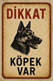 Metal Dikkat Köpek Var Retro 15cm x 20cm Uyarı Levhası Tabelası