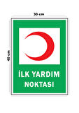 Metal İlk Yardım Noktası 30 cm x 40 cm A3 Büyüklüğünde Uyarı Levhası Yönlendirme Tabelası