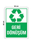 Metal Geri Dönüşüm 30 cm x 40 cm A3 Büyüklüğünde Uyarı Levhası Yönlendirme Tabelası