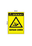Metal Dikkat Kaygan Zemin 30 cm x 40 cm A3 Büyüklüğünde Uyarı Levhası Yönlendirme Tabelası