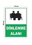 Metal Dinlenme Alanı 15cm x 20cm Uyarı Levhası Yönlendirme Tabelası