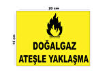 Metal Doğalgaz Ateşle Yaklaşma 15cm x 20cm Uyarı Levhası Yönlendirme Tabelası