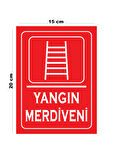 Metal Yangın Merdiveni 15cm x 20cm Uyarı Levhası Yönlendirme Tabelası