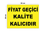 Metal Fiyat Geçici Kalite Kalıcıdır 20cm x 30cm A4 Büyüklüğünde Uyarı Levhası Yönlendirme Tabelası