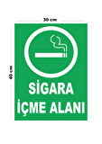 Metal Sigara İçme Alanı 30cm x 40cm A3 Büyüklüğünde Uyarı Levhası Yönlendirme Tabelası