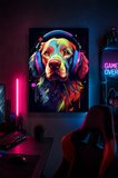 Gaming Kulaklıklı Köpek Metal Duvar Tablosu Gamer Oda Dekoru Renkli Tasarım 15x20 cm A5 Boyutunda