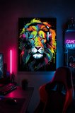 Gaming Aslan Metal Duvar Tablosu Kulaklıklı Gamer Oda Dekoru Renkli Tasarım 20x30 cm A4 Boyutunda