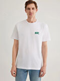 Mavi Bisiklet Yaka Regular  Fit Logo Baskılı Beyaz Erkek T-shirt DMK.M0611714-620.