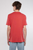 M0611133-70985 Rocks Baskılı  Mavi Erkek T-Shirt Canlı Kırmızı
