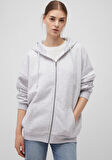 Kapüşonlu Fermuarlı Gri Sweatshirt 1610221-80196