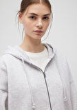 Kapüşonlu Fermuarlı Gri Sweatshirt 1610221-80196
