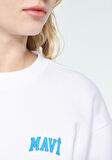 Mavi Logo Baskılı Beyaz Crop Sweatshirt 1611601-620