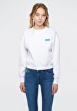 Mavi Logo Baskılı Beyaz Crop Sweatshirt 1611601-620