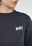 Mavi Logo Baskılı Mavi Crop Sweatshirt 1611601-70763