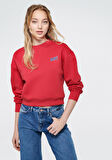 Mavi Logo Baskılı Kırmızı Crop Sweatshirt 1611601-70936