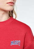 Mavi Logo Baskılı Kırmızı Crop Sweatshirt 1611601-70936