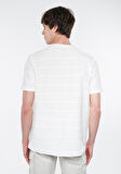 Mavi Çizgi Detaylı Beyaz Tişört 0611409-70057