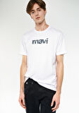 Mavi Baskılı Beyaz Tişört 0611039-620
