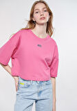 Mavi Logo Baskılı Pembe Crop Tişört 1611585-84670