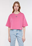 Mavi Logo Baskılı Pembe Crop Tişört 1611585-84670