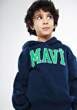 Mavi Logo Baskılı Lacivert Kapüşonlu Sweatshirt 6610110-70490